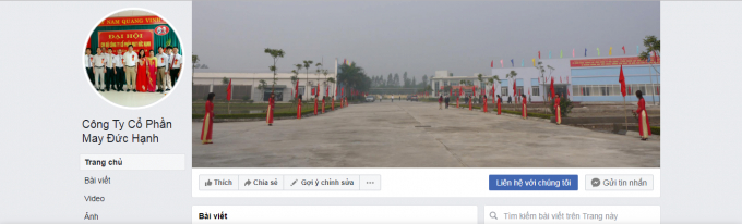 Facebook C&ocirc;ng ty Cổ phần may Đức Hạnh.