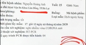 Lâm Đồng: Một học sinh cấp 3 làm giả phiếu xét nghiệm dương tính với Virus Corona