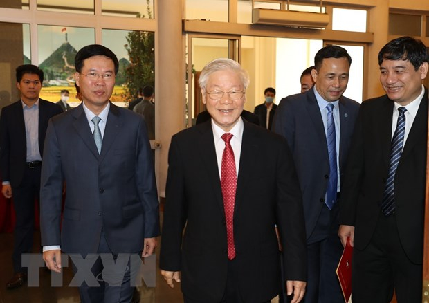 Tổng Bí thư, Chủ tịch nước Nguyễn Phú Trọng đến dự buổi lễ. (Ảnh: Trí Dũng/TTXVN)