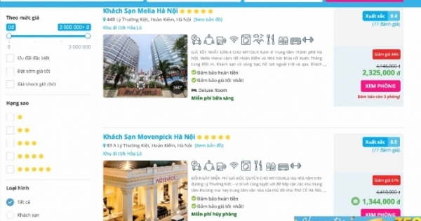Khách sạn 5 sao bậc nhất Hà Nội chỉ 1 triệu/đêm
