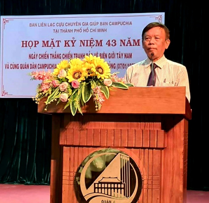 Ông Nguyễn Văn Triệu - Phó Thường trực, phó Ban liên lạc cựu Chuyên gia giúp bạn Campuchia TP. HCM,  Phó Chủ  tịch Hội  Hữu nghị Việt Nam -  Campuchia.