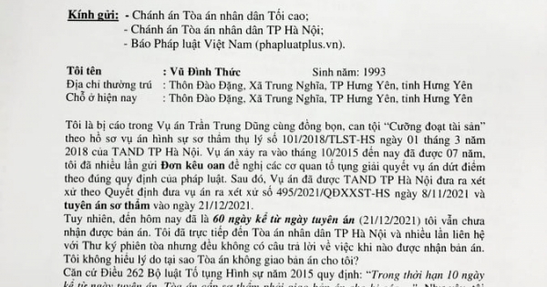 TAND TP Hà Nội xét xử 60 ngày nhưng chưa giao bản án cho bị cáo