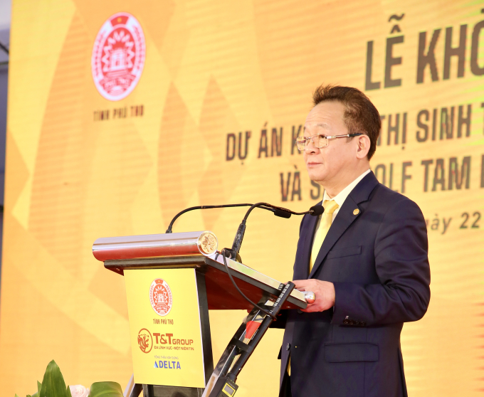 Ông Đỗ Quang Hiển, Chủ tịch HĐQT kiêm Tổng Giám đốc Tập đoàn T&amp;amp;T Group phát biểu tại buổi lễ.