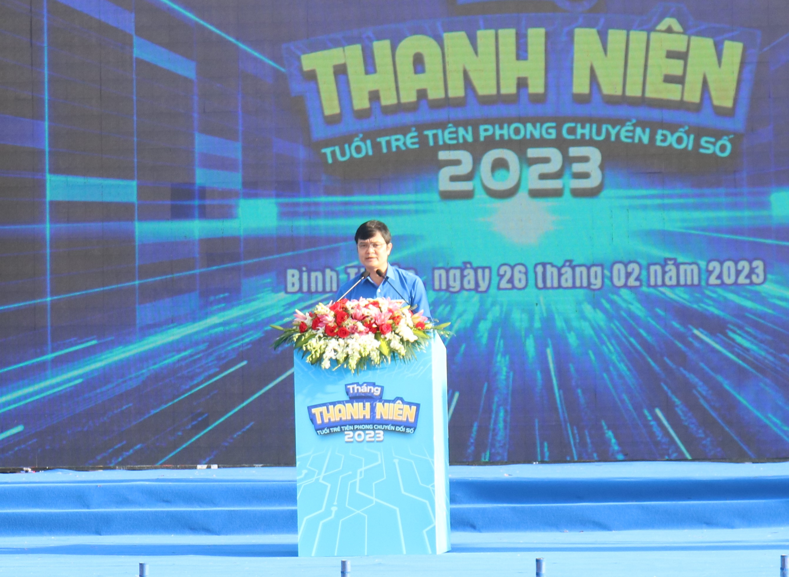 Bí thư Thứ nhất Trung ương Đoàn Bùi Quang Huy phát biểu tại buổi lễ.