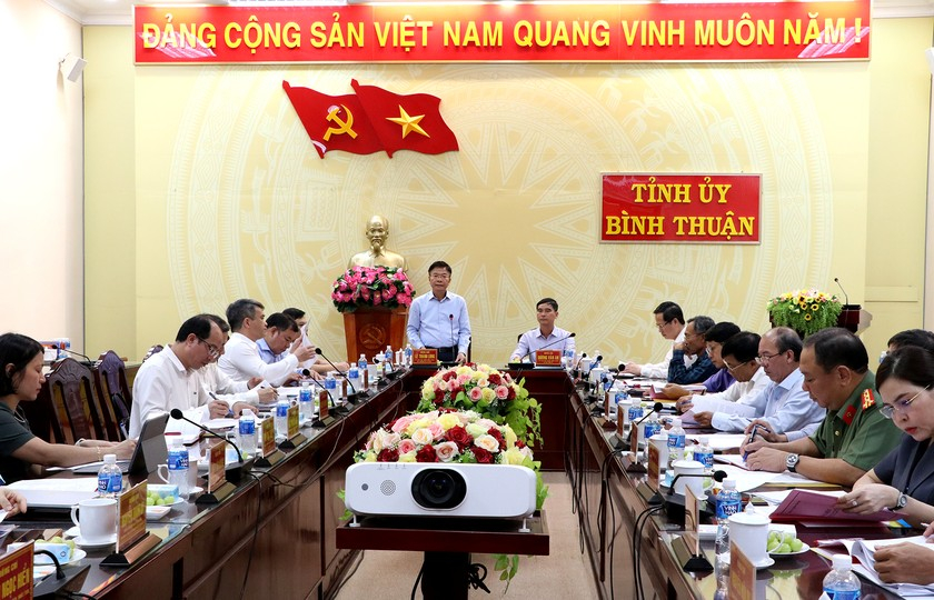 Bộ trưởng Lê Thành Long làm việc với Tỉnh ủy Bình Thuận, tháng 5/2023 (Nguồn ảnh: binhthuan.gov.vn).
