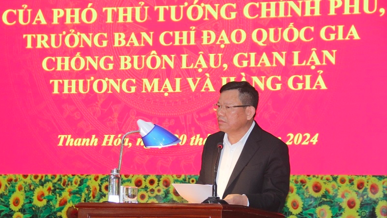 Phó Chủ tịch Thường trực UBND tỉnh Nguyễn Văn Thi, Trưởng Ban Chỉ đạo 389 tỉnh Thanh Hoá phát biểu tại buổi lễ. (Ảnh: Báo Thanh Hoá)