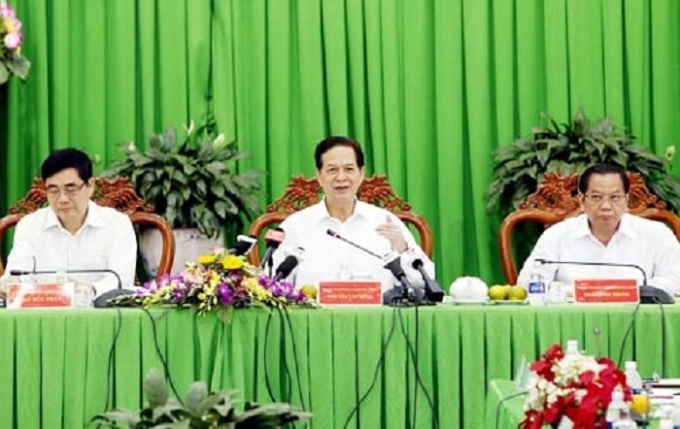Thủ tướng Nguyễn Tấn Dũng ph&aacute;t biểu tại buổi l&agrave;m việc. (Ảnh: TTXVN)