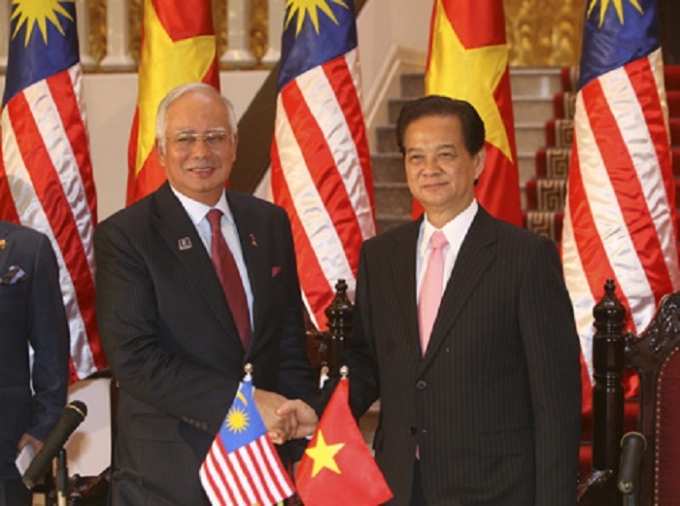 Thủ tướng Nguyễn Tấn Dũng v&agrave; Thủ tướng Malaysia Najib Razak trong chuyến thăm của &ocirc;ng Najib Razak tới Việt Nam năm 2014. (Ảnh: Hữu Nghị/D&acirc;n Tr&iacute;).