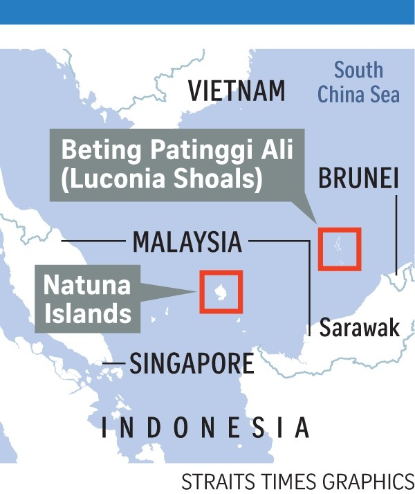 Khu vực b&atilde;i cạn&nbsp;Luconia ở Biển Đ&ocirc;ng. (Ảnh:The Straits Times)