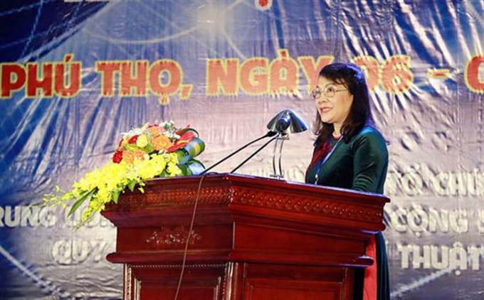 Thứ trưởng Nguyễn Thị Nghĩa ph&aacute;t biểu khai mạc cuộc thi. Ảnh: moet.gov.vn