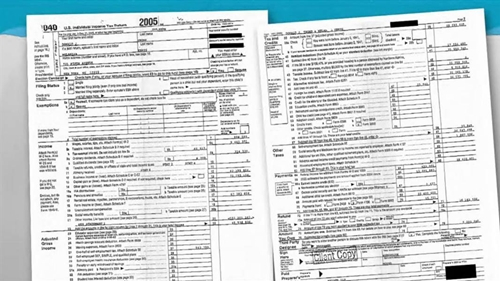 Hồ sơ thuế năm 2005 của Tổng thống Donald Trump. (Ảnh:&nbsp;Twitter/MSNBC)