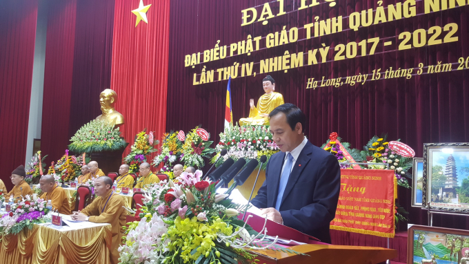 Ph&oacute; chủ tịch thường trực tỉnh Quảng Ninh&nbsp;&ocirc;ng Đặng Huy Hậu ph&aacute;t biểu ch&uacute;c mừng Đại hội.