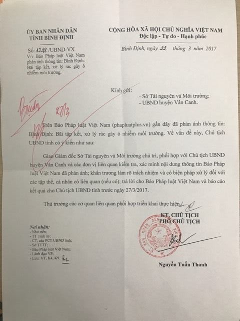 C&ocirc;ng văn số 1248/UBND-VX của UBND tỉnh B&igrave;nh Định gửi b&aacute;o Ph&aacute;p luật Việt Nam.