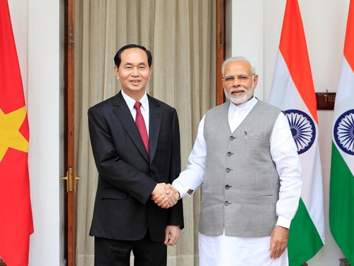 Chủ tịch nước Trần Đại Quang hội đ&agrave;m với Thủ tướng Ấn Độ Narendra Modi.