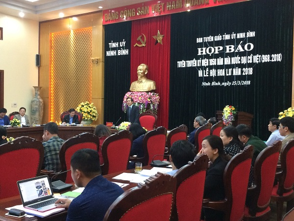 Buổi họp b&aacute;o Tuyền truyền Kỷ niệm 1050 năm Nh&agrave; nước Đại Cồ Việt.
