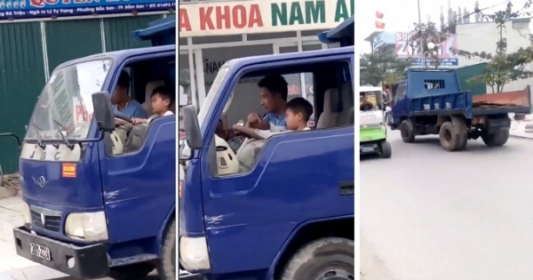 Thanh Hóa: Phạt 8 triệu đồng chủ phương tiện để bé trai 10 tuổi lái xe tải trên phố