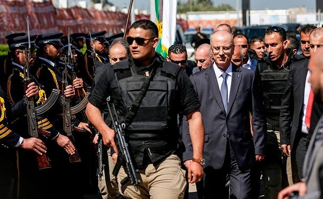 Thủ tướng Palestine Rami Hamdallah trong chuyến thăm dải Gaza