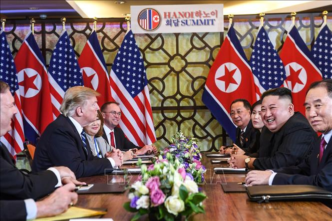 Hội đ&agrave;m giữa Tổng thống Mỹ Donald Trump v&agrave; Chủ tịch Triều Ti&ecirc;n Kim Jong-un tại H&agrave; Nội (Việt Nam) ng&agrave;y 28/2/2019. Ảnh: TTXVN