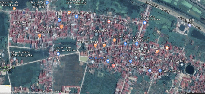 Th&ocirc;n Ng&ocirc; X&aacute;, x&atilde; Long Ch&acirc;u (Y&ecirc;n Phong, Bắc Ninh). Ảnh Googlemap.
