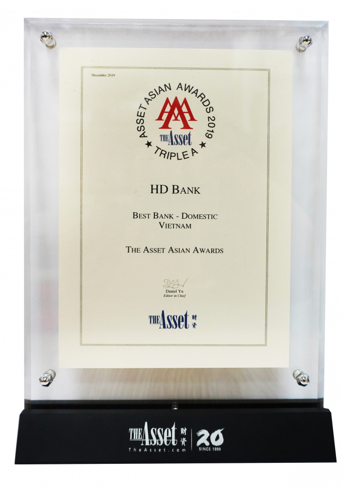 HDBank đạt giải ngân hàng nội địa tốt nhất Việt Nam