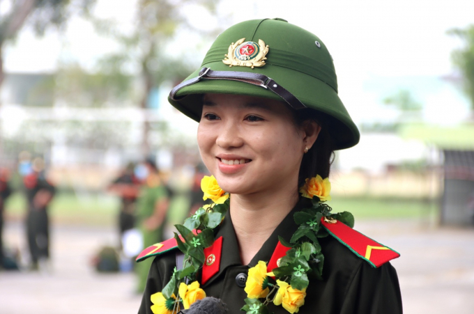 Em Nguyễn Thị Ngọc Hân (1 trong 6 nữ tân binh tham gia nghĩa vụ Công an nhân dân tại An Giang năm 2021)