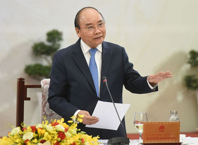 Thủ tướng Nguyễn Xuân Phúc phát biểu tại buổi đối thoại.