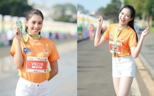 Hoa hậu Việt Nam Tiểu Vy, Đỗ Thị Hà xinh tươi chạy marathon