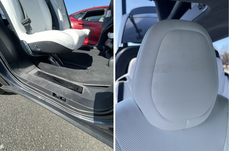 Phần ghế ngồi và khoang lái của chiếc Plaid X bị bẩn dù xe hoàn toàn mới (Ảnh: Twitter).