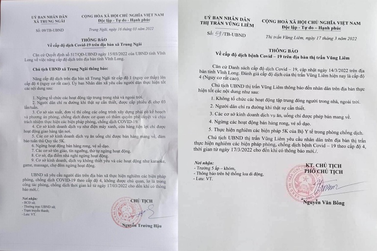 Hai văn bản do chính quyền xã Trung Ngãi ban hành để phòng, chống dịch khiến người dân phản ứng
