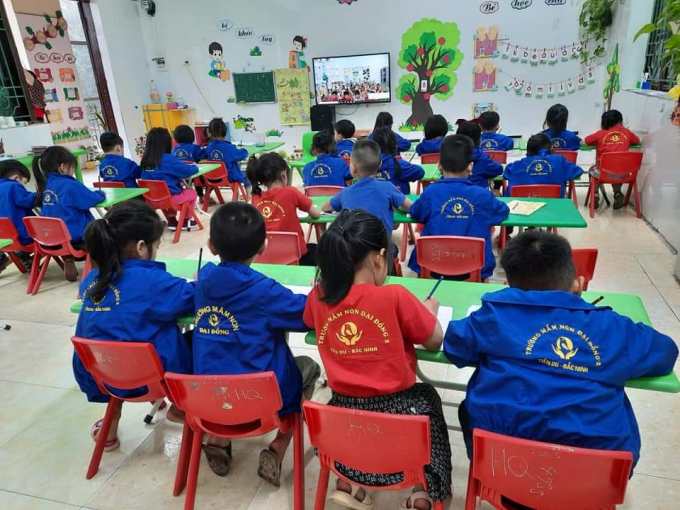 Một lớp Mầm non tại Trường Mầm non xã Đại Đồng, huyện Tiên Du, tỉnh Bắc Ninh.