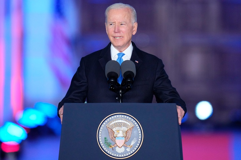 Tổng thống Mỹ Joe Biden phát biểu tại Ba Lan hôm 26/3 (Ảnh: AP).