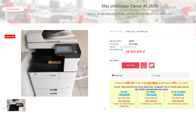 Máy Photocopy Canon IR 2625i được Sở Tài chính tỉnh Bắc Kạn đấu thầu, mua sắm với giá 56.350.000 đồng.
