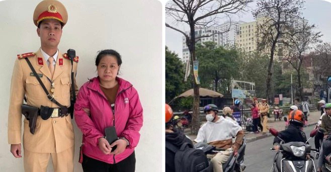 ương Quỳnh Trang bị cảnh sát giao thông bắt giữ cùng tang vật