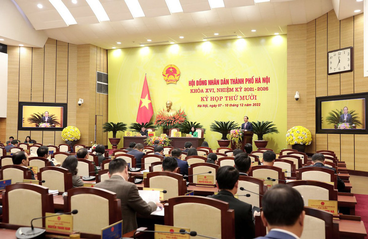 Một phiên họp của HĐND TP Hà Nội vào cuối năm 2022 - Ảnh: GIA HÂN