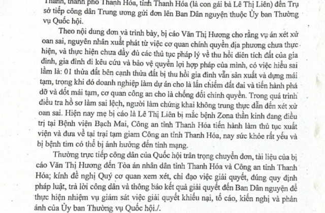 Ban dân nguyện đề nghị xem xét vụ đang nuôi con nhỏ dưới 36 tháng tuổi vẫn phải thi hành án