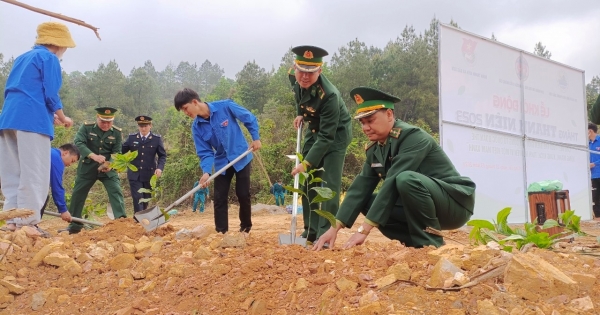 Đồn Biên phòng Bắc Sơn tổ chức trồng cây vì một biên giới xanh, hòa bình, hữu nghị