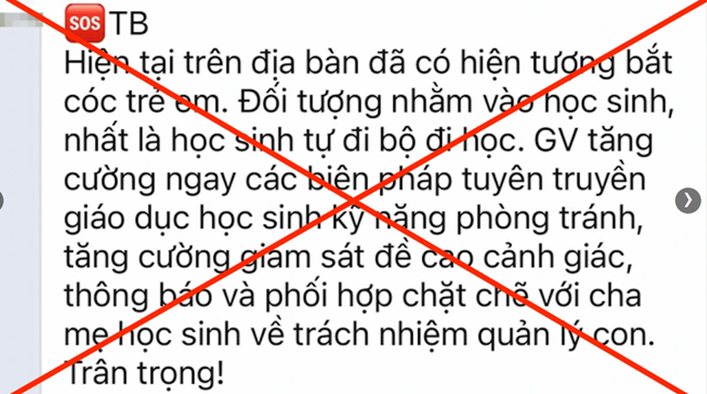 Thông tin "bắt cóc trẻ em" ở quận Hoàng Mai là tin giả