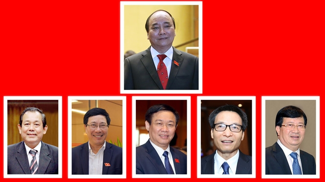 Thủ tướng Nguyễn Xu&acirc;n Ph&uacute;c, người đứng đầu Ch&iacute;nh phủ nhiệm kỳ mới v&agrave; c&aacute;c Ph&oacute; thủ tướng.