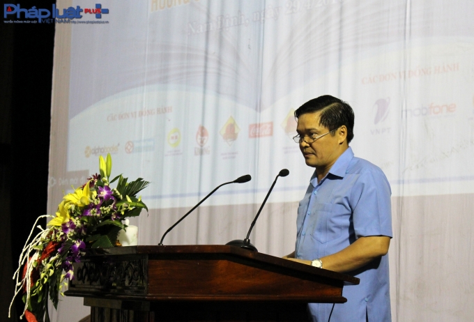 Ph&oacute; Chủ tịch UBND tỉnh Nam Định -&nbsp;Bạch Ngọc Chiến ph&aacute;t biểu tại lễ khai mạc.