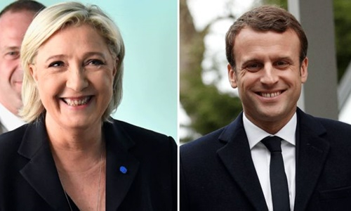 Hai ứng cử vi&ecirc;n&nbsp;b&agrave; Le Pen v&agrave; &ocirc;ng&nbsp;Emmanuel Macron.