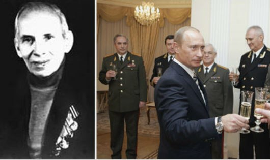 &Ocirc;ng Koval v&agrave; cựu Thủ tướng Nga Putin tại lễ truy tặng danh hiệu cho &ocirc;ng.