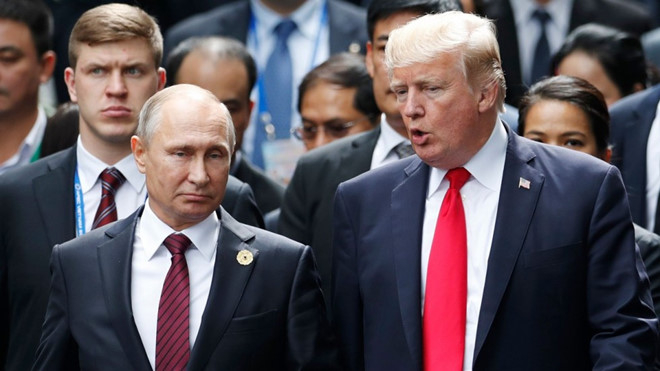 Tổng thống Mỹ&nbsp;Donald Trump&nbsp;v&agrave; Tổng thống Nga Vladimir Putin. Ảnh:&nbsp;AFP.