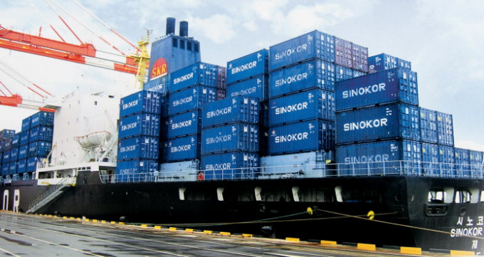 Tầu chở container của h&atilde;ng&nbsp;tầu Sinokor Merchant Marine.