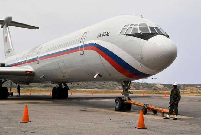 M&aacute;y bay II-62M của Nga được điều sang Venezuela tuần trước. Ảnh: Telegraph