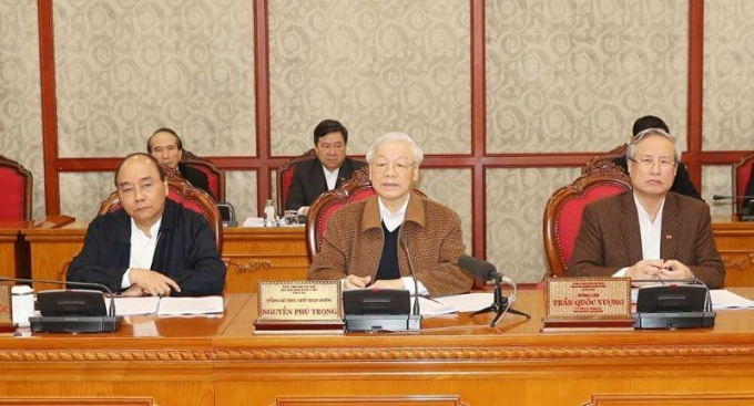 Tổng Bí thư, Chủ tịch nước Nguyễn Phú Trọng chủ trì cuộc họp của Bộ Chính trị về công tác phòng chống dịch bệnh Covid-19.