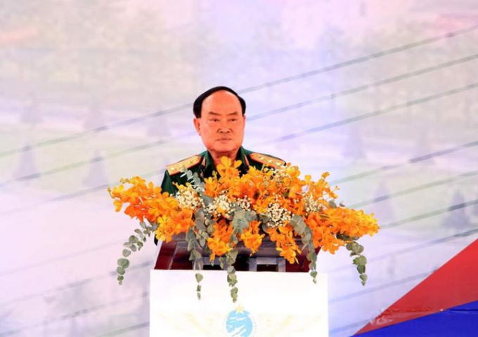 Thượng tướng Trần Đơn - Thứ trưởng Bộ Quốc phòng phát biểu tại buổi lễ.