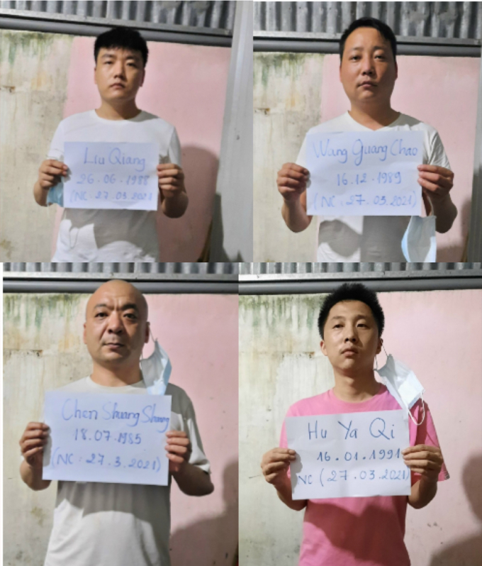 4 đối tượng người Trung Quốc bị lực lượng chức năng phát hiện bắt giữ