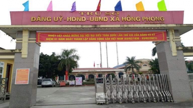 Trụ sở UBND xã Hồng Phong nơi ông Công đang công tác.