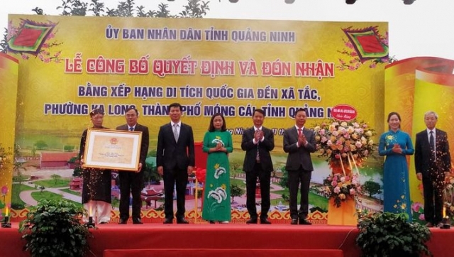 Quảng Ninh: Công bố quyết định và đón nhận Bằng xếp hạng di tích Quốc gia đền Xã Tắc