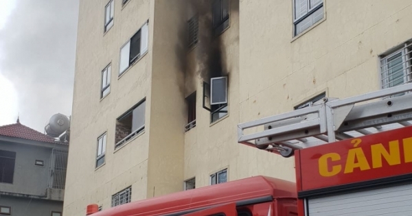 Cháy tại tầng 3 chung cư Trường Thịnh ở Nghệ An